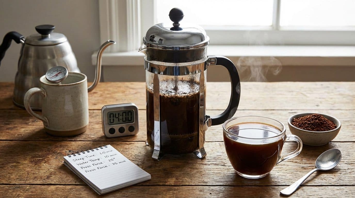 French Press: Full-Bodied and Moderate