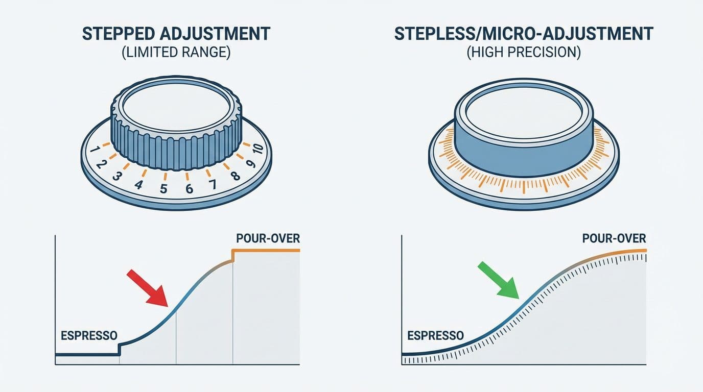 Grind Adjustment Range and Steps