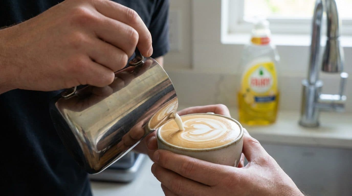 Latte Art Practice: Using Soap and Water