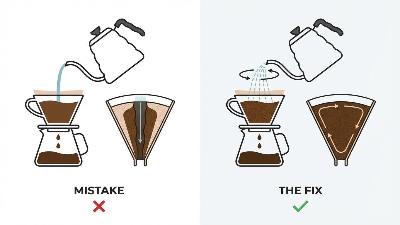 Mistake: Pouring in One Spot