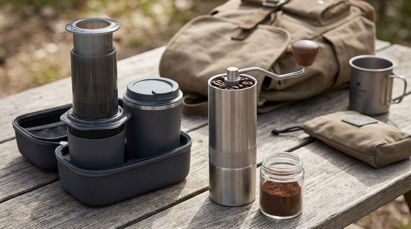 Best for Travel: AeroPress Go + Timemore C2 Bundle