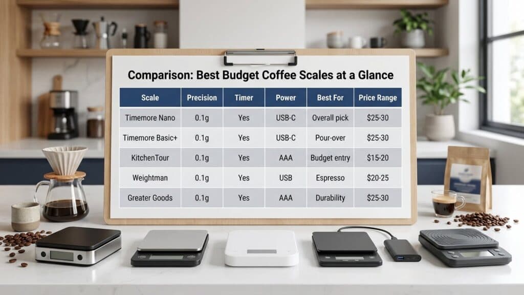 Comparison: Best Budget Coffee Scales at a Glance