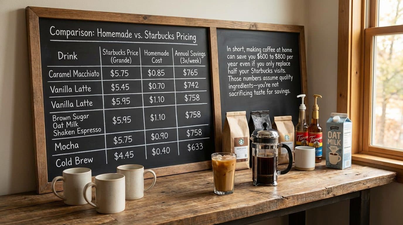 Comparison: Homemade vs. Starbucks Pricing