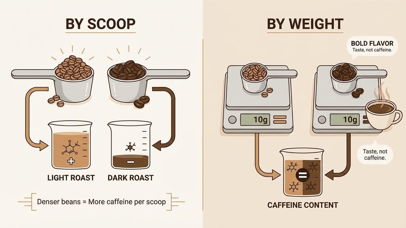 Does dark roast coffee have more caffeine than light roast?
