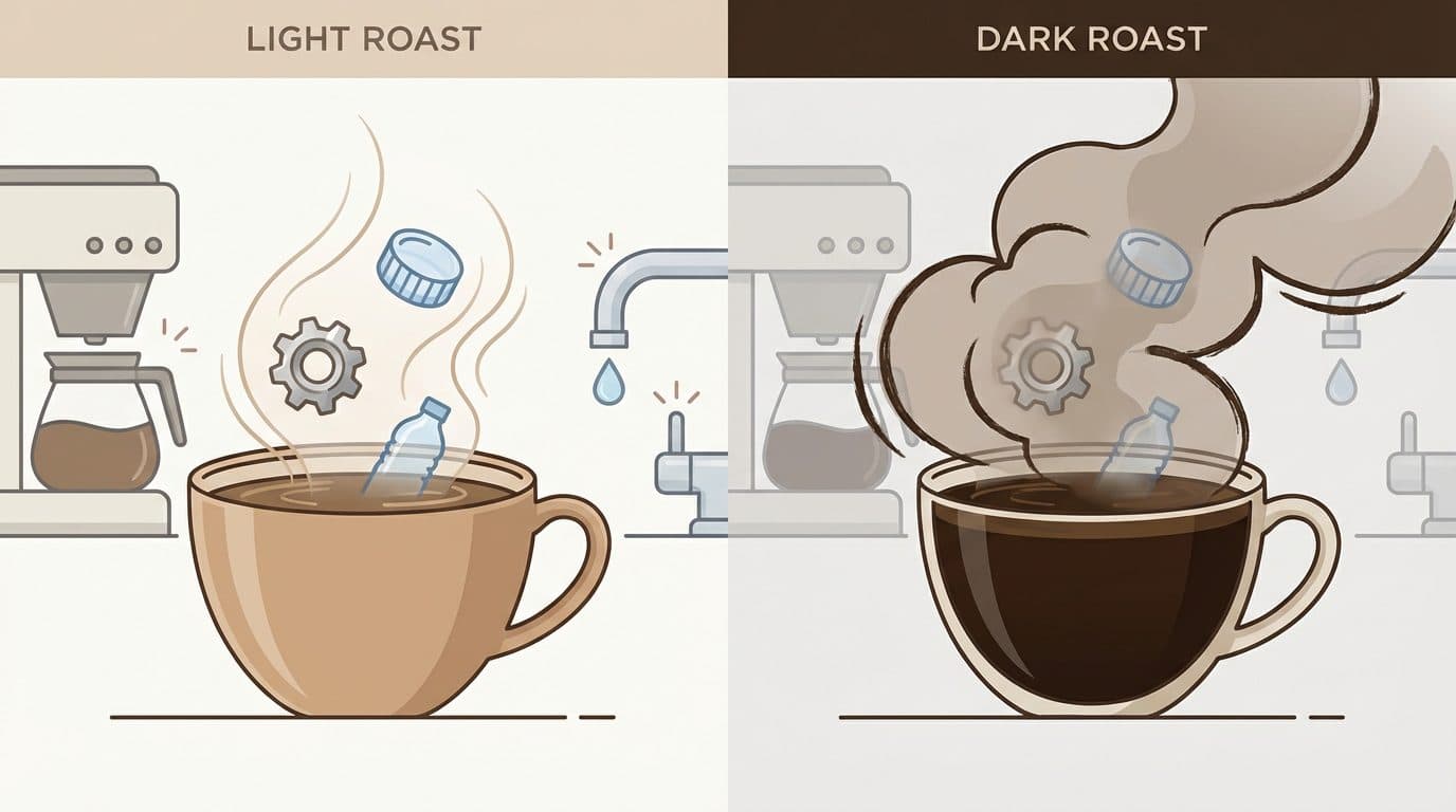 Does the roast level affect metallic or plastic tastes?