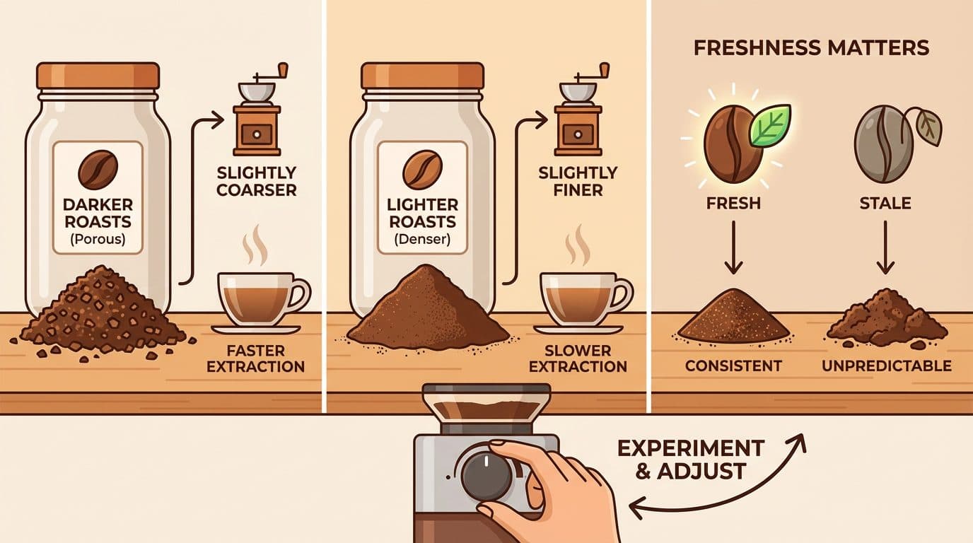 Does the type of coffee bean affect grind size?
