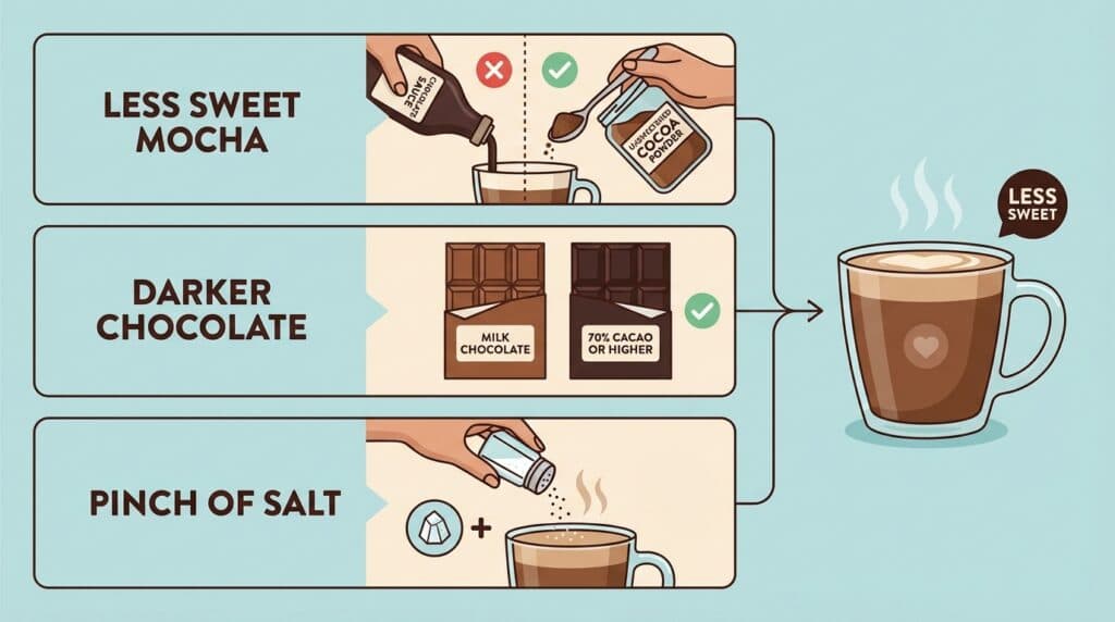 How do I make my mocha less sweet?