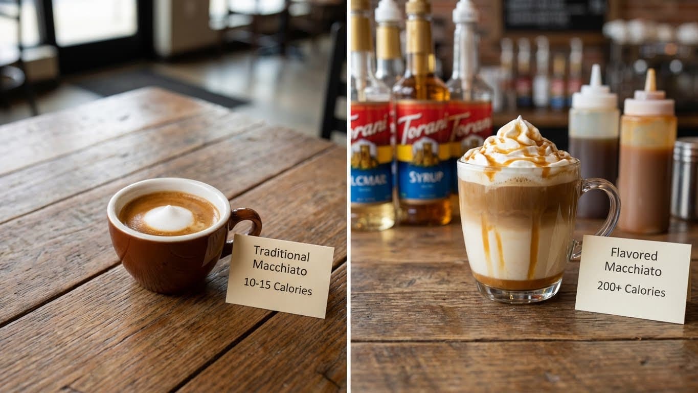 How many calories are in a traditional macchiato?