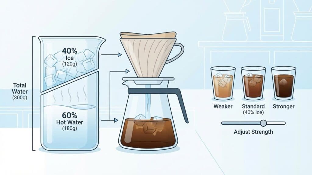How much ice should I use for iced pour-over?