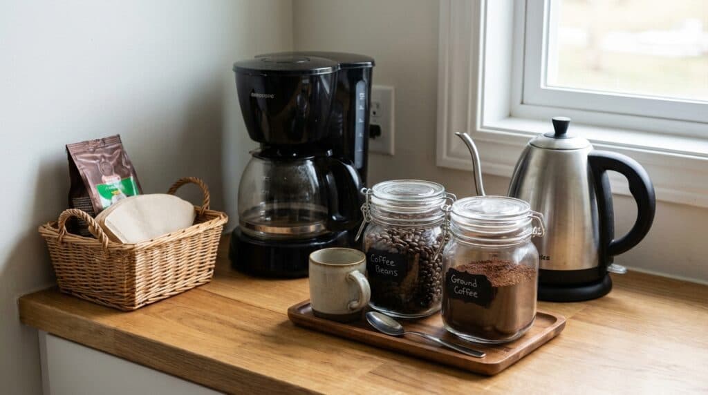 How much should I budget for a basic coffee corner setup?