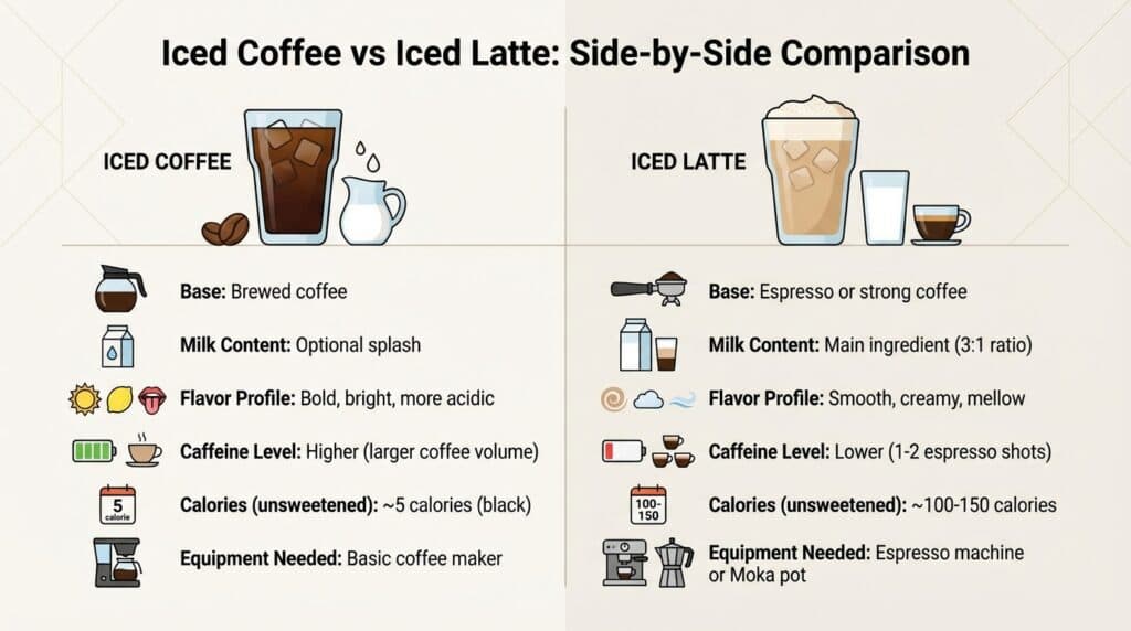 Iced Coffee vs Iced Latte: Side-by-Side Comparison