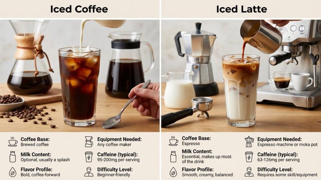 Iced Latte vs Iced Coffee: Key Differences at a Glance