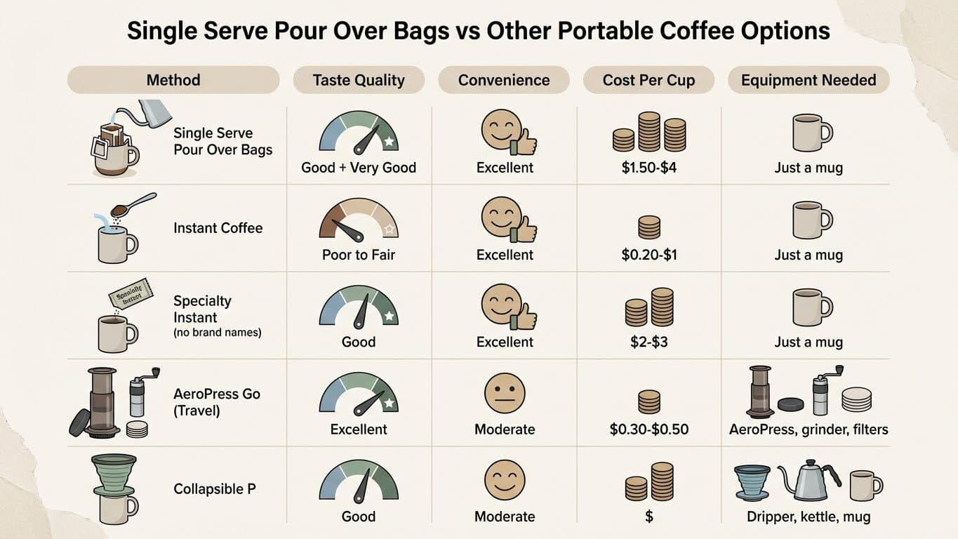 Single Serve Pour Over Bags vs Other Portable Coffee Options